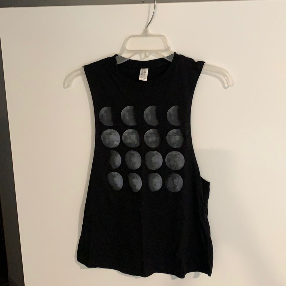 Corner Shop Phases of the Moon Black Muscle Tee